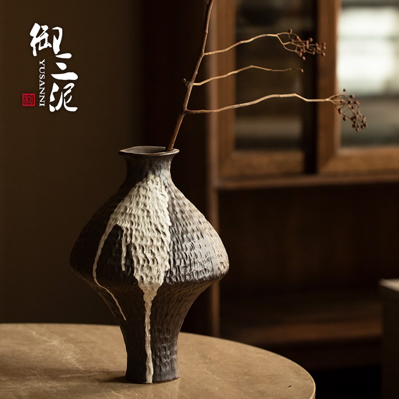 景德镇中式禅意侘寂风复古田园客厅装饰养鲜花陶瓷花瓶花器插花
