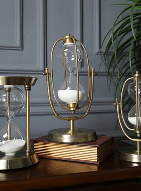 北欧风格金属计时器沙漏摆件创意家居软装客厅书房办公室装饰摆设