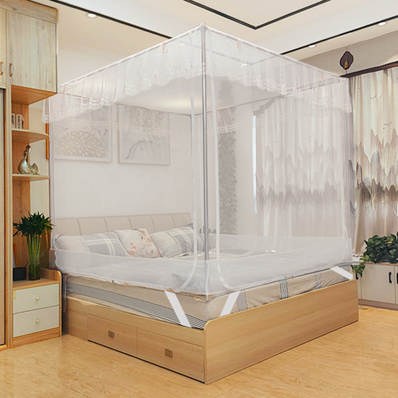 蚊帐蒙古包坐床式全封闭拉链三开门不锈钢防小孩掉床家用防摔蚊帐