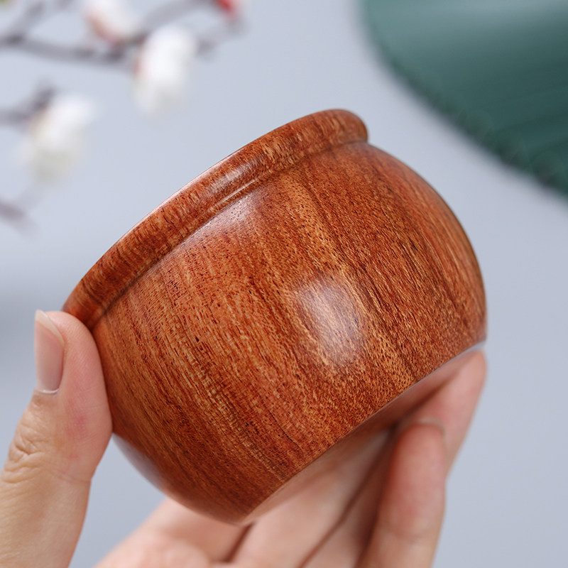 花梨木聚宝盆创意家居办公桌摆件桌面收纳桶茶桌装饰聚宝缸小木罐