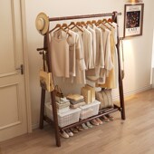 实木衣帽架落地家用挂衣架室内简易立式 杆卧室房间榉木质晾衣服架