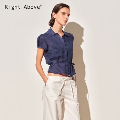 100%苎麻修身短袖衬衫