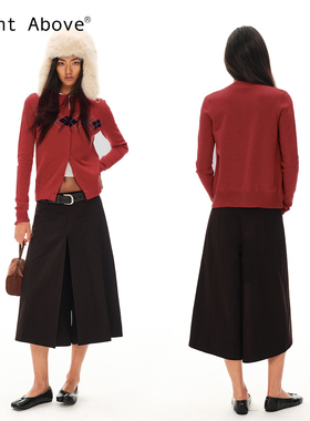 Right Above 暖燚绒磨毛打褶九分裤A摆立褶秋冬加厚挺阔裤裙