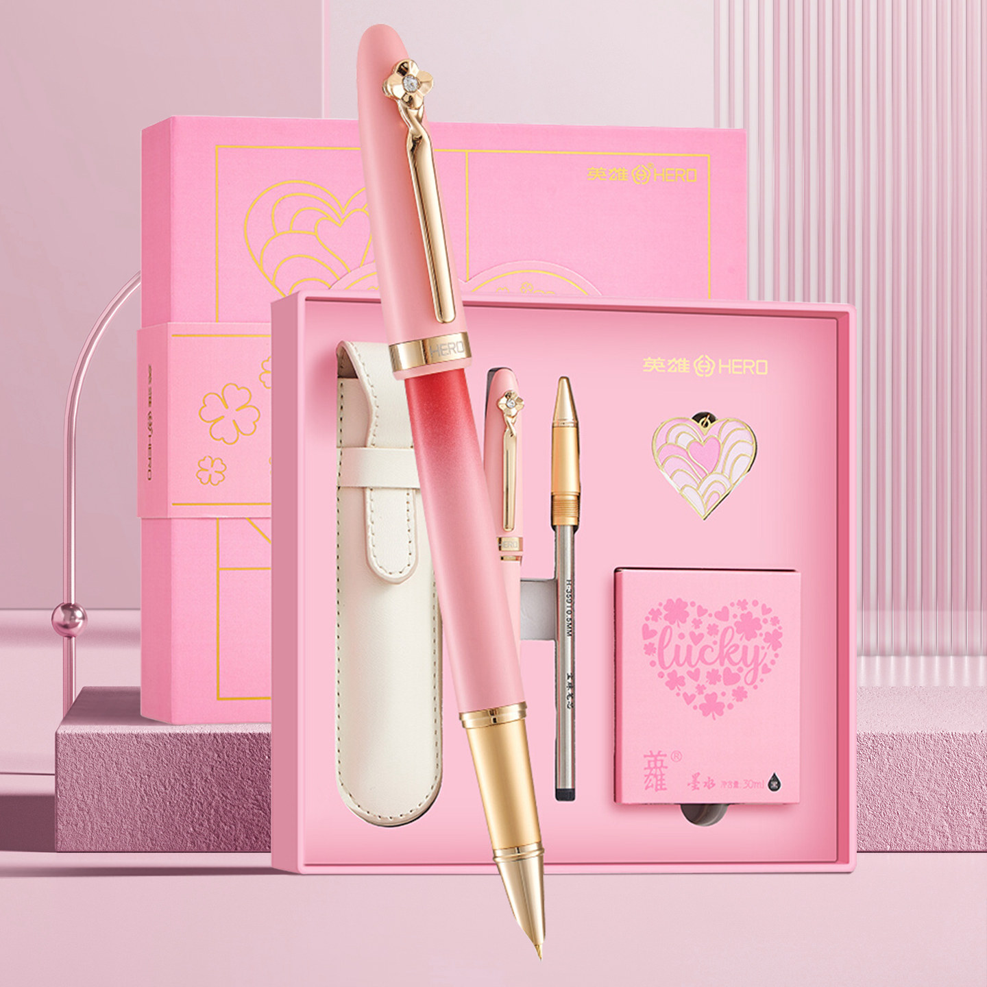 HERO英雄钢笔5069撞色系列女士精致高颜值ins风成人用商务办公送礼生日礼物高档书写练字墨水礼盒官方正品
