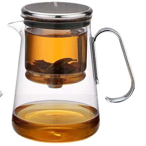耐温全玻璃内胆磁吸飘逸杯茶水分离铝合金泡茶壶懒人茶具泡茶器
