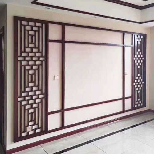 厂家新中式电视背景墙客厅隔断实木花格入户玄关中式卧室背景