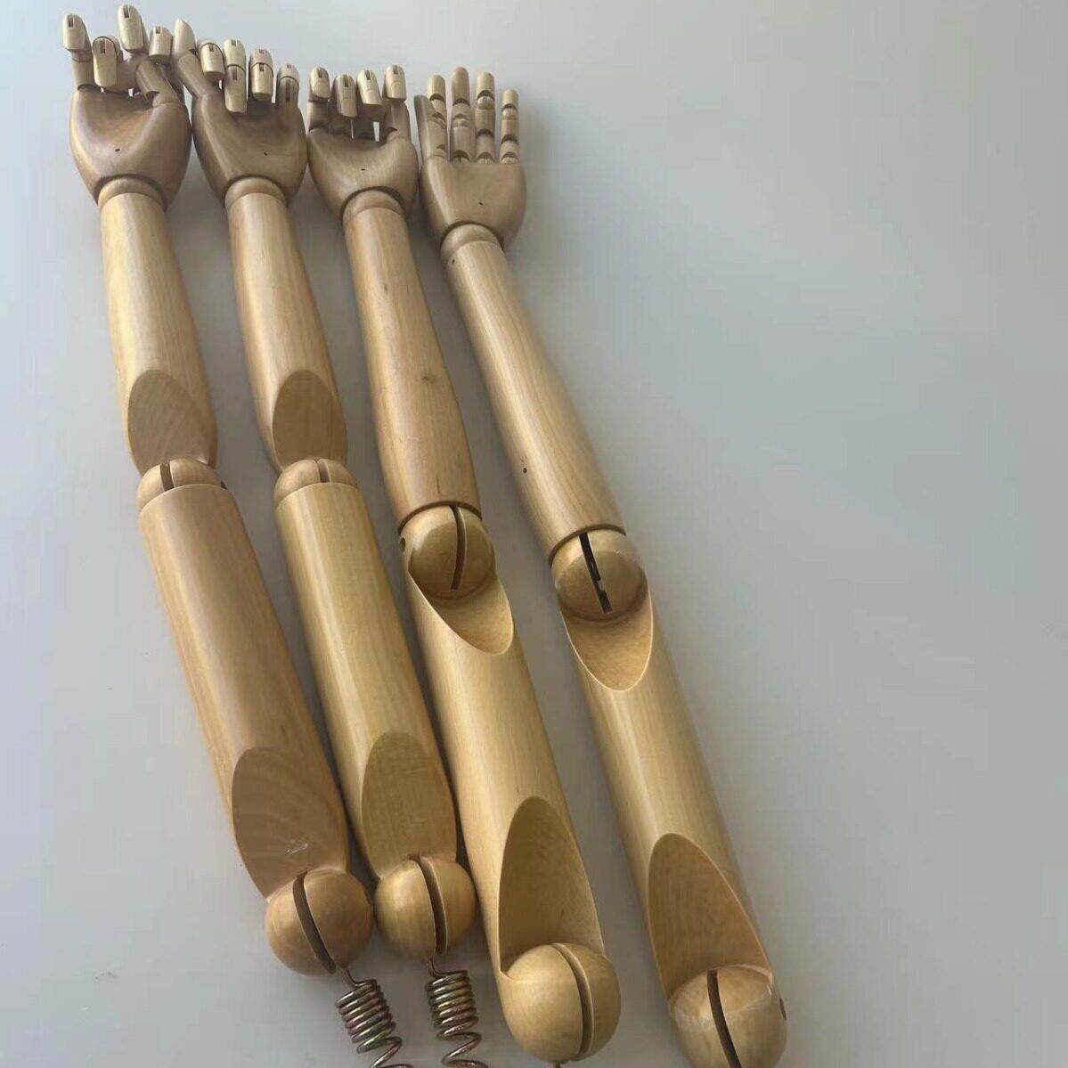 模特道具配件女弹簧旋转陈列道具配件木色实木手臂环保荷木手臂