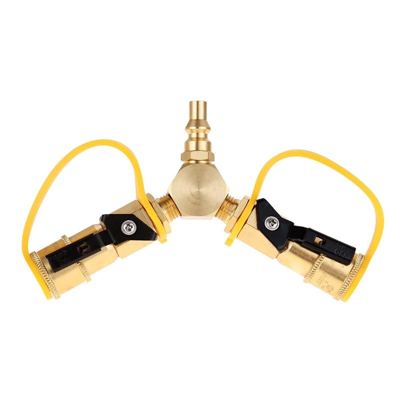 气罐连接适配器气瓶转接头1/4Y型三通式快速接头六角型充气转接头