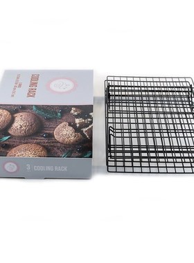 彩盒装三层烘焙冷却架 面包冷凉架 蛋糕架烘焙工具黑色不沾冷却架
