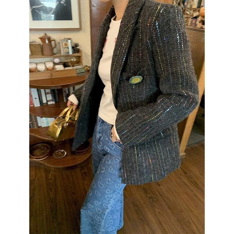 落落狷介冬装搭配一整套秋冬款女毛呢西装套装裙小个子穿搭半身裙