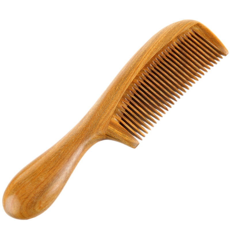 圣诞节礼品加厚柄绿檀木梳子按摩梳防静电脱发包邮刻字檀香木梳