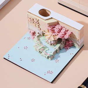 桃花岛3d立体便利贴网红便签纸雕艺术品便宜创意建筑便签本定制