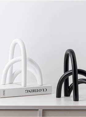 极简北欧几何弧线创意雕塑书柜酒柜软装饰品摆件家具样板间配饰