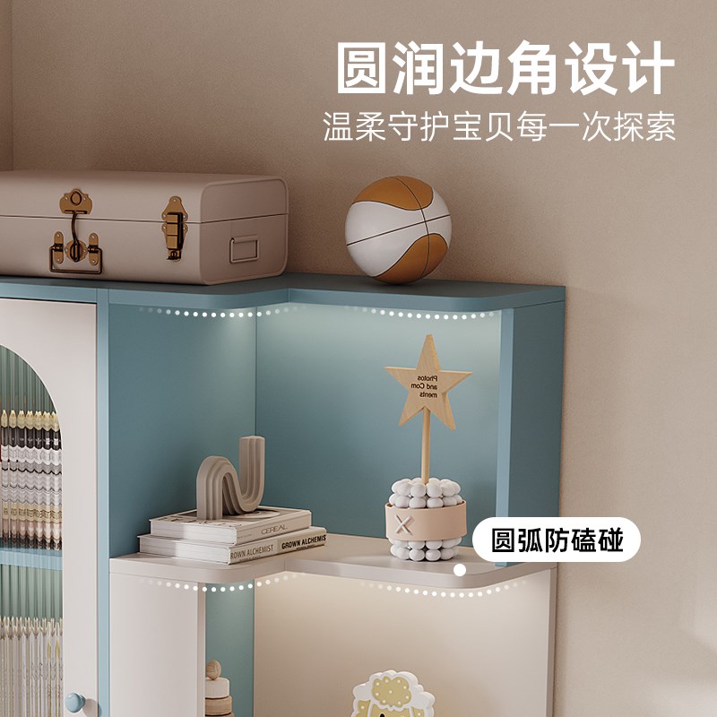儿童房书柜床头柜一体组合卧室床边置物柜小户型落地转角书架定制