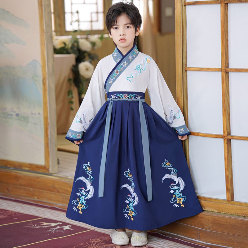 儿童汉服男童春夏唐装中国风古装书童国学服幼儿园开笔礼演出服装