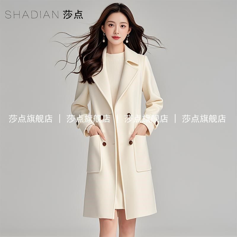 高级感中长款白色毛呢外套西装领女秋冬2024新款洋气气质呢子大衣