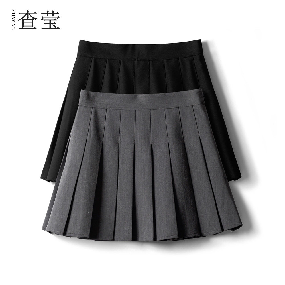 百褶裙灰色半身裙女春夏2022新款高腰a字裙百折裙小个子JK裙短裙