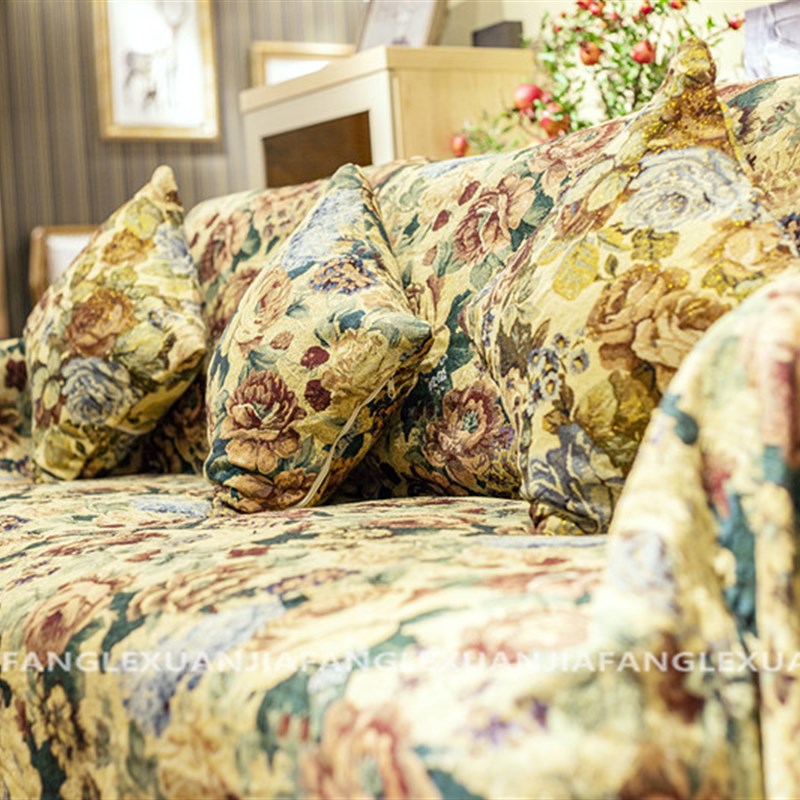 2米宽加厚防滑欧式皮沙发巾田园万能沙发套罩全包全盖布艺定做