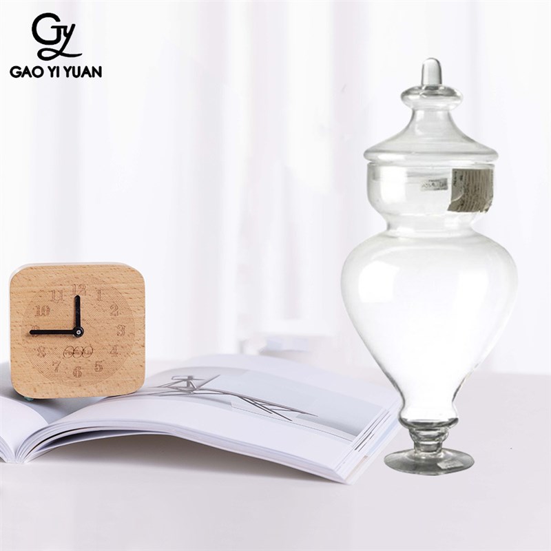 简约钙钠玻璃透明葫芦装饰工艺品几何形创意桌面摆件水培花瓶