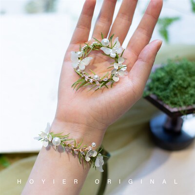 草坪婚礼新娘森系手腕花伴娘手环新郎小清新胸花伴郎胸针姐妹闺蜜