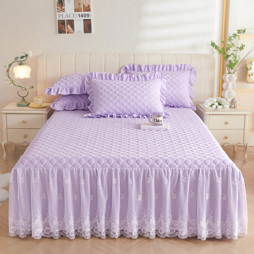 蕾丝公主风a类云锦棉床裙款四件套夹棉加厚床罩双人花边被套床品