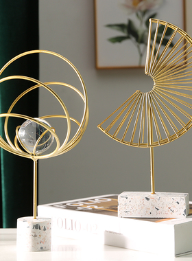 轻奢家居金属摆件玄关电视酒柜装饰品创意办公室桌面北欧工艺摆设