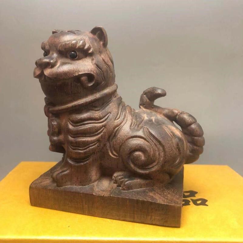 越南沉香木雕虎爷佛像摆件 新中式工艺 黑虎将军天虎圣尊居家供奉