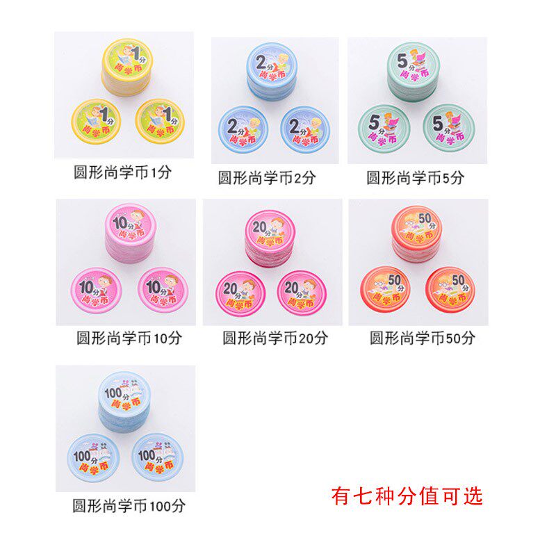 积分卡 尚学币奖励卡小学生双面卡片家长儿童圆形创意激励鼓励卡