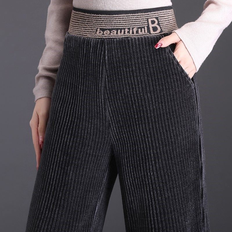 雪尼尔阔腿裤女秋冬季加绒加厚高腰大码裤子胖mm显瘦松紧腰直筒裤,女装/女士精品,休闲裤,淘宝优惠券,粉丝福利购,淘宝优惠卷