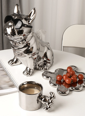 进门口放钥匙收纳摆件创意轻奢镀银招财玄关鞋柜电视柜家居装饰品