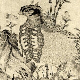 元 王渊 竹石集禽图微喷宋元花鸟画临摹高清绢布画稿传统花鸟范本