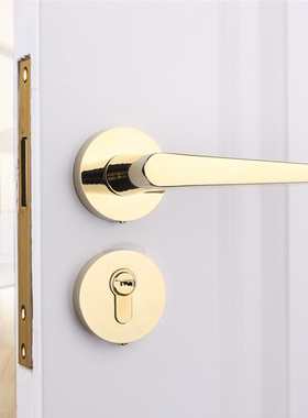 依佰利美式拉丝镍卧室内门锁磁吸静音房门锁极简约白色门把手锁具