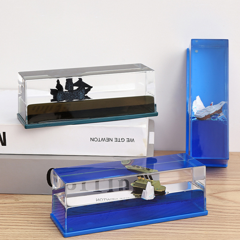 创意流体水液体漂流泰坦尼克号游轮海盗帆船油滴减压桌面摆件礼物