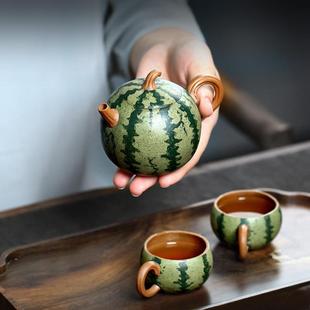 M2O8宜兴原矿紫砂壶纯全手工茶壶仿生器段泥西瓜壶薄胎家用套装