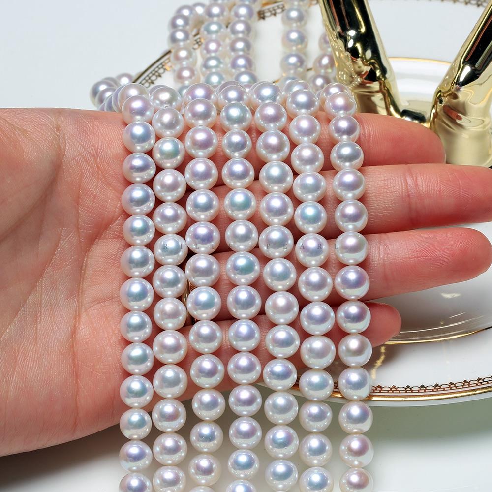 【天女光】天然淡水AK珍珠极光天花板白亮滑皮半成品链约40cm SDZ