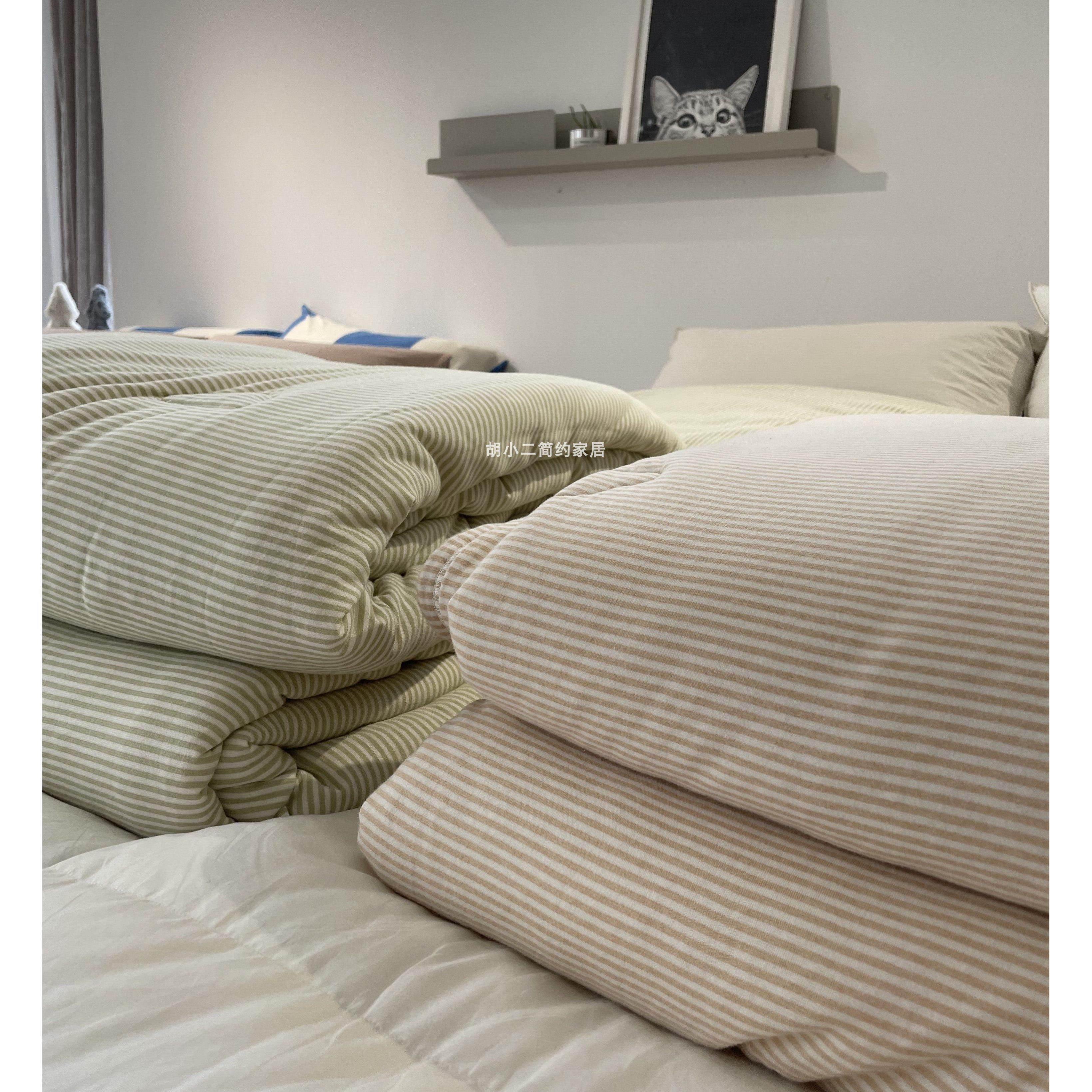 日式条纹全棉针织棉彩棉春秋被芯 A类柔软亲肤雪绒被子单双人冬被,床上用品,化纤被,淘宝优惠券,粉丝福利购,淘宝优惠卷