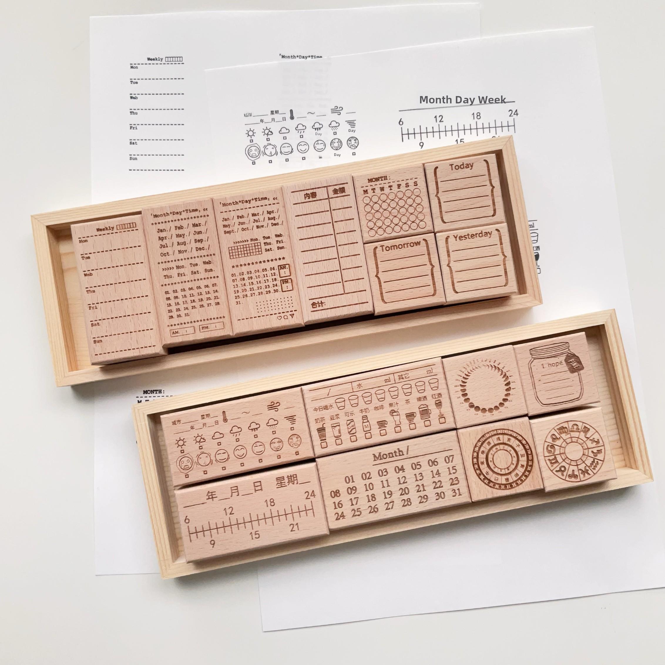 有间手帐打卡时间轴日付钟表时间印章图章手帐日记本小票据章功能