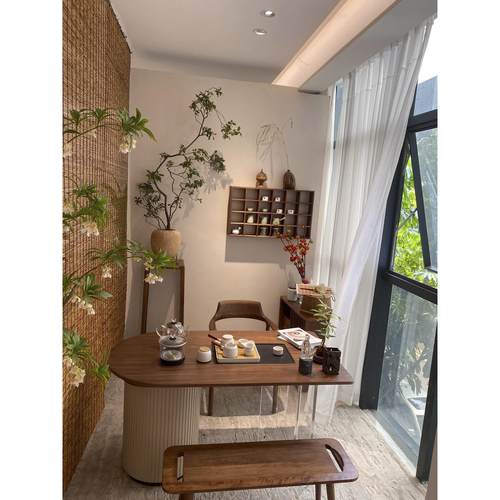 北美黑胡桃木阳台移动小型茶桌茶台桌新中式实木茶几迷你休闲家用