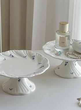 法式高脚香薰托 托盘首饰展示盘客厅杂物钥匙收纳玄关桌面摆件置