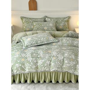 冬季 加厚金貂绒四件套床裙珊瑚绒被套1.8m法莱绒2米法兰绒床上