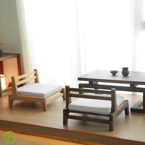 日式实木榻榻米茶椅 地台专用和室椅 卯榫结构榆木椅子 麦舍原木