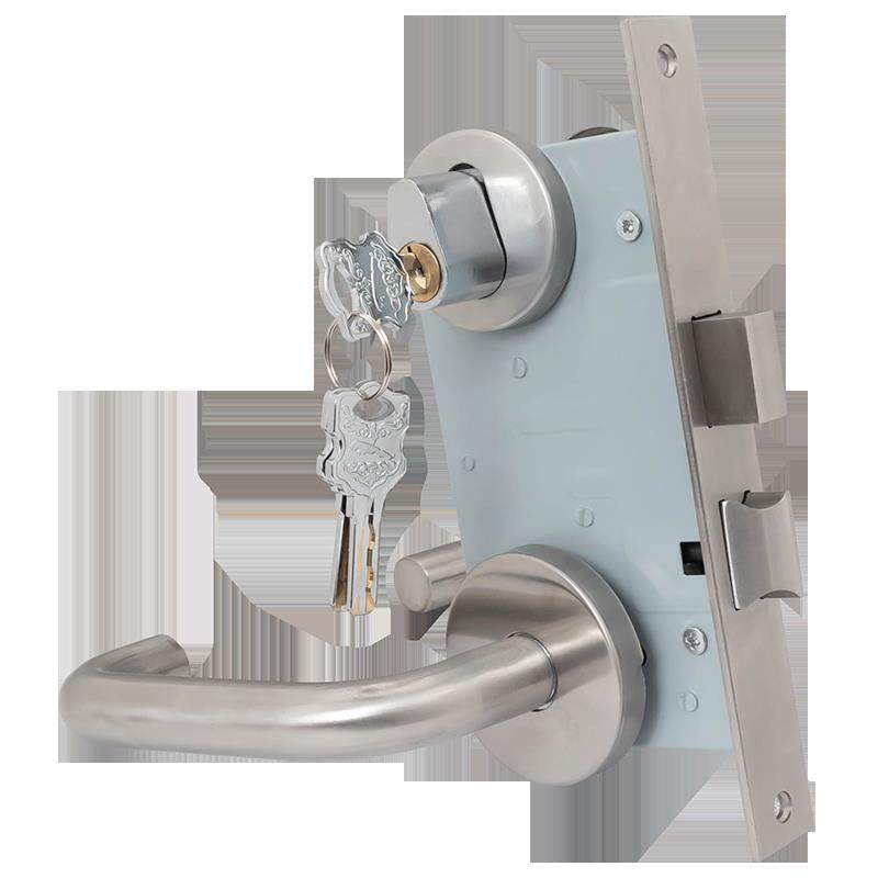 不锈钢防火门锁通用型消防门锁全套通道门把手锁配件管井门锁体