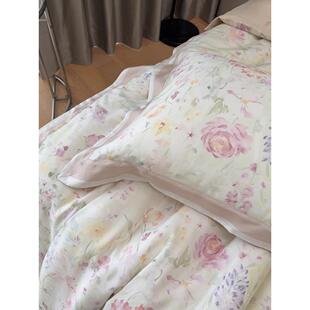 丽本高档进口60支蓝精Lf天丝四件套裸睡，丝绸和凉爽床单，被套，