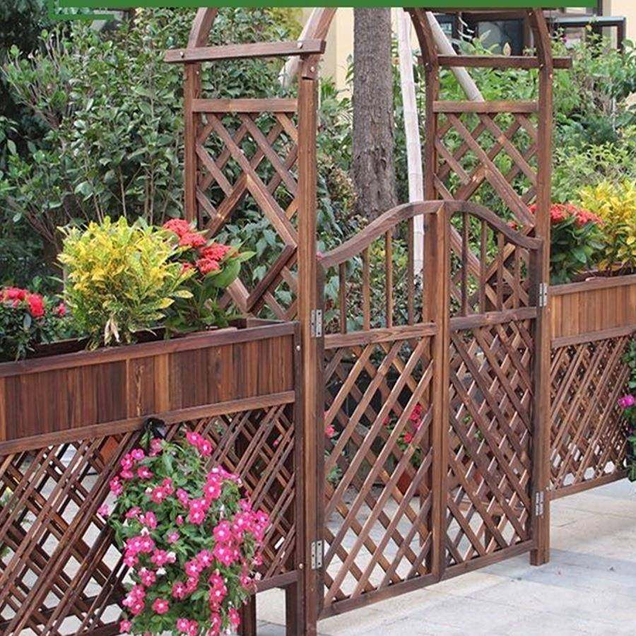 户外庭院装饰防腐木花园门碳化葡萄架半圆网格花架子拱形爬藤拱门,鲜花速递/花卉仿真/绿植园艺,仿真绿植,淘宝优惠券,粉丝福利购,淘宝优惠卷