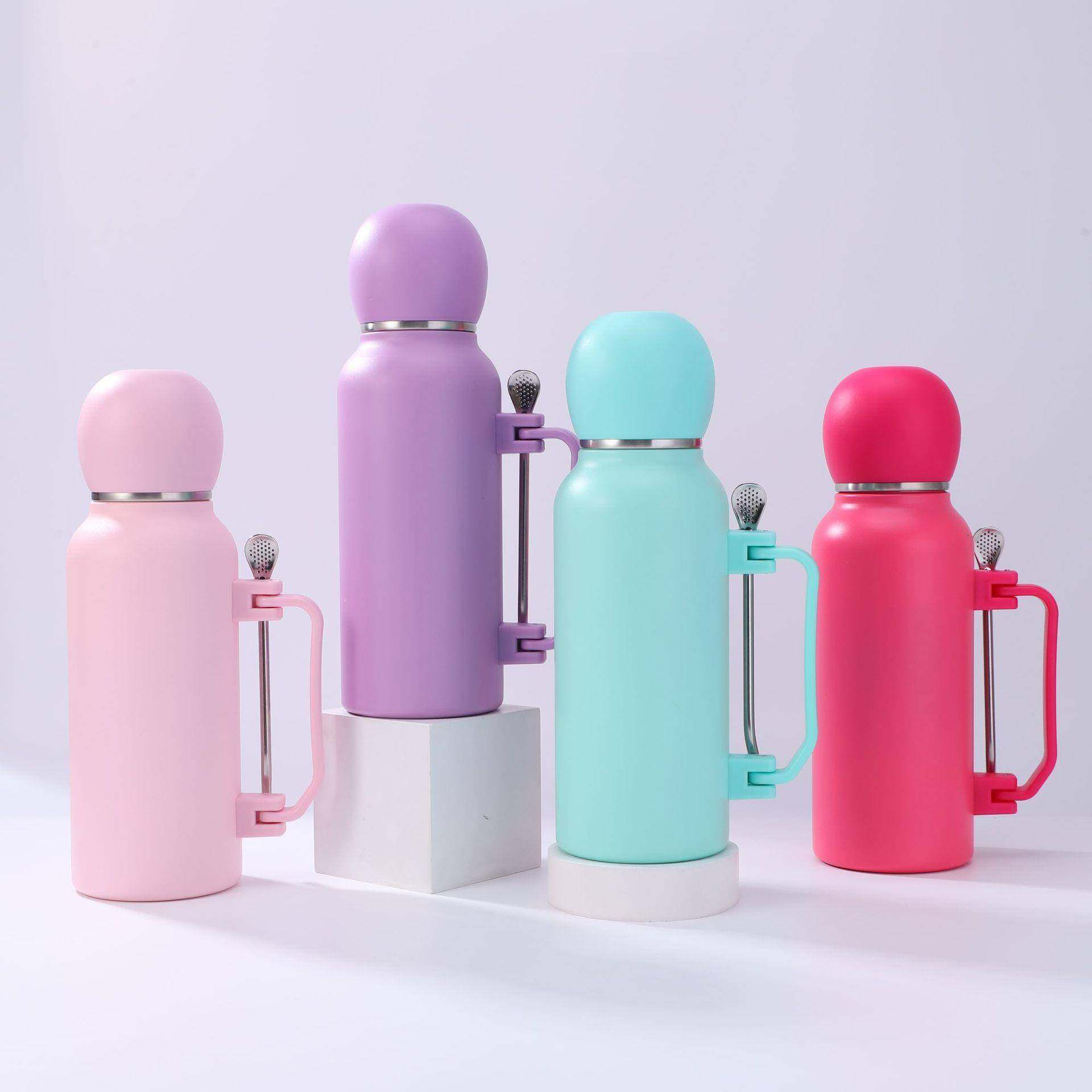 简约便携式304不锈钢保温杯带勺大容量带手柄户外登山运动水壶,餐饮具,保冷/保温杯,淘宝优惠券,粉丝福利购,淘宝优惠卷