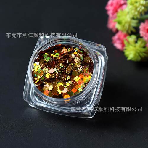 热销pet粗细混合镭射闪粉六边形闪片24色爆闪美甲金葱粉指甲亮片