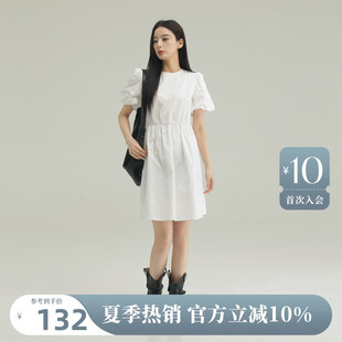 AIRIQI短袖 白色简约宽松显瘦甜美娃娃裙AY42LQ754 连衣裙夏季 时尚