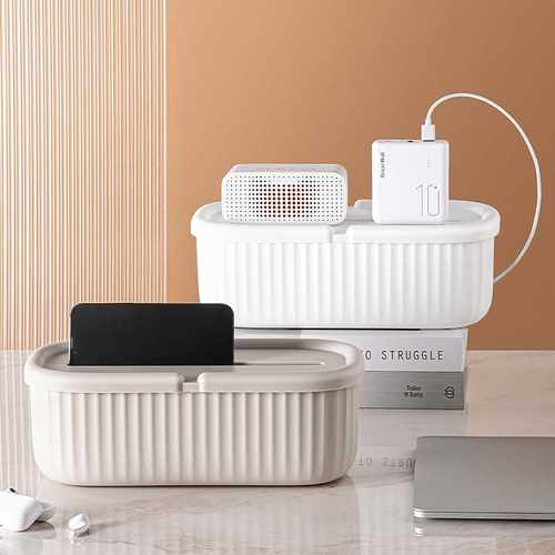 电线收纳盒加宽大容量桌面带盖透气散热数据线电源线多功能收纳盒