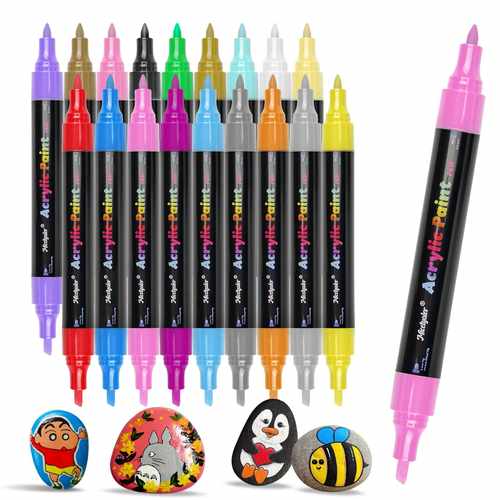 丙烯马克笔自选不透色可叠色补色18色双头套装水性丙烯酸马克笔