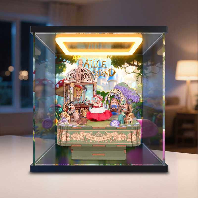 适用于花间圆舞曲八音盒积木玩具模型高清透明防尘罩回型灯收纳盒,收纳整理,手办收纳盒,淘宝优惠券,粉丝福利购,淘宝优惠卷